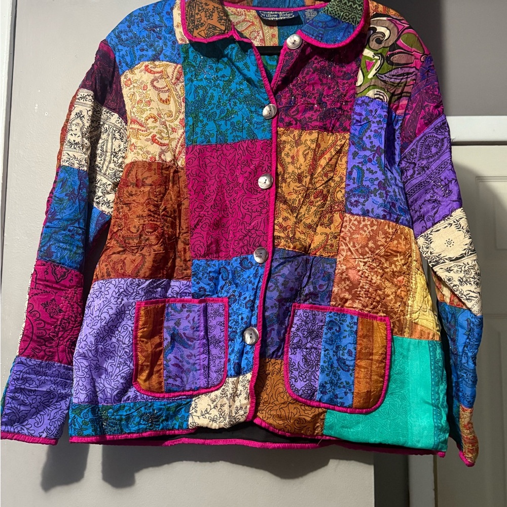 Willow Ridge Vintage Silk Multicolor Patchwork Blazer